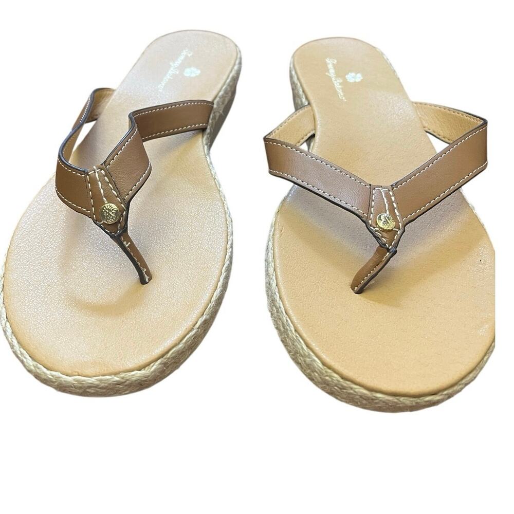 Tommy Bahama "Thomas" Tan Espadrille Flip Flop Sandals Women’s Size 8.5